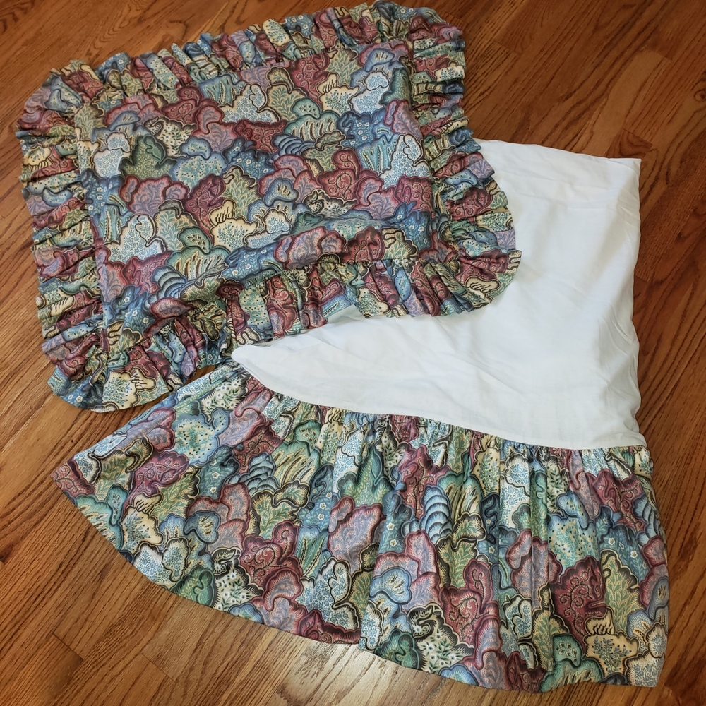 Vtg Waverly Set Twin Ruffled Pillowcase & Bed Skirt